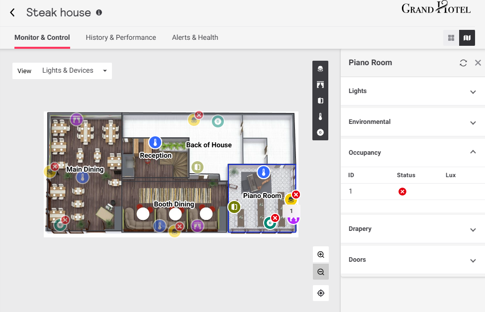 iah room view floor plan devices