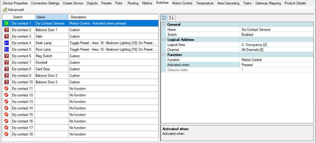 sb grms switches dry contact sensor