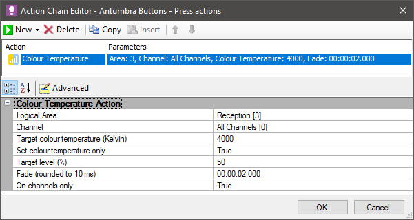 sb action chain editor color temp