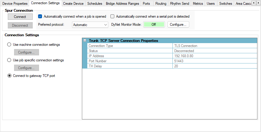 sb connection settings pddeg s
