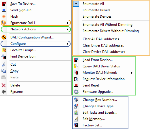 sb system view dali addressing controller context menu