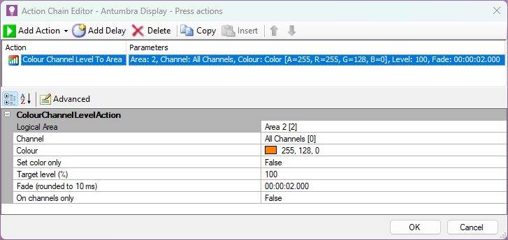 sb action chain editor color channel level