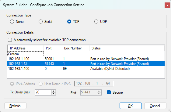 sb configure job connection pdts
