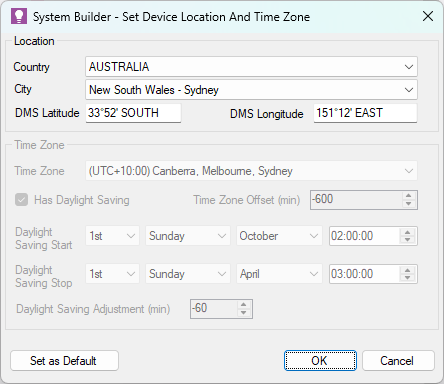 sb set location time zone device